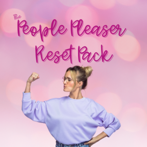 The People Pleaser Reset Pack is your starter toolkit to pause before the automatic yes, speak your truth with confidence, and reclaim your freedom.