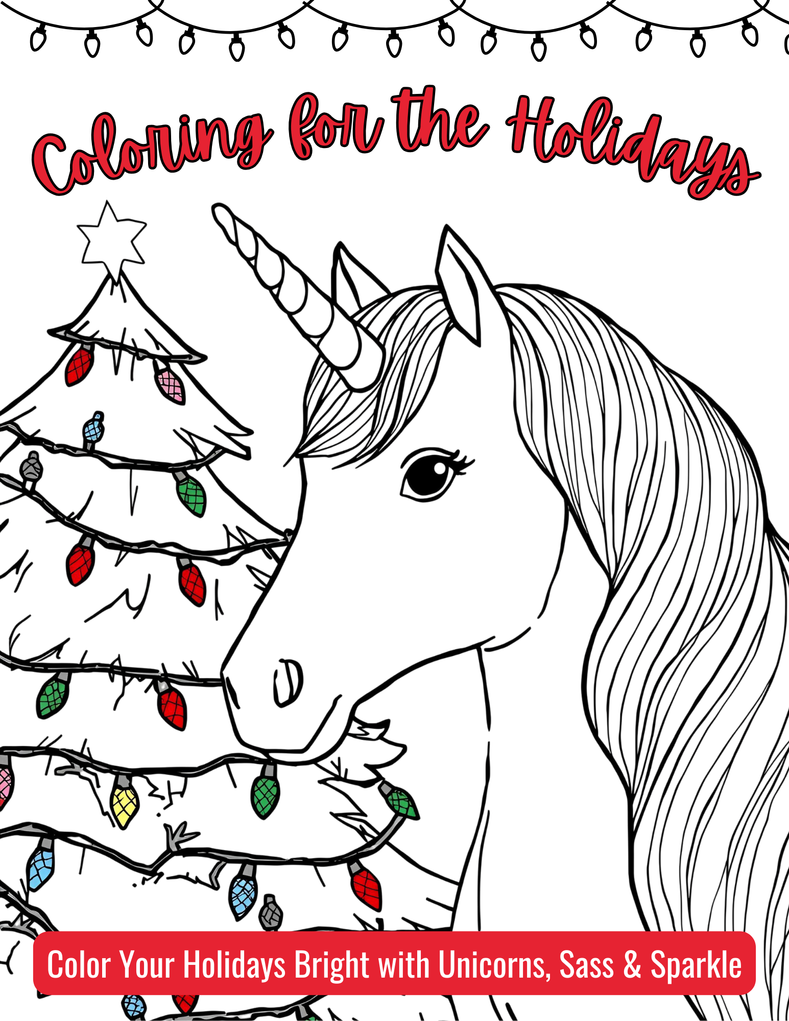 holiday coloring unicorn book